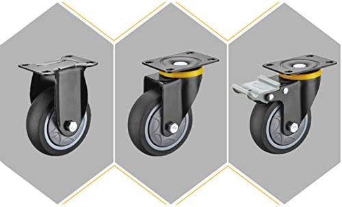 Rodas pesadas de rodas de mamona-4pcs rodas de giro industrial, mobiliário de carrinho de borracha TPR, com travamento