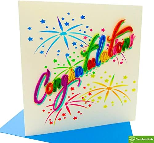 Parabéns, cartão de quilling 3D - Feito artesanal dedicado exclusivo, cartão de felicitações de design para aniversário, dia dos namorados,