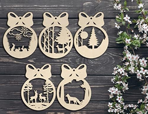 6 PCs personalizados ornamentos de Natal de animais de floresta, decorações de árvores de bolas de Natal artesanal pendurada,