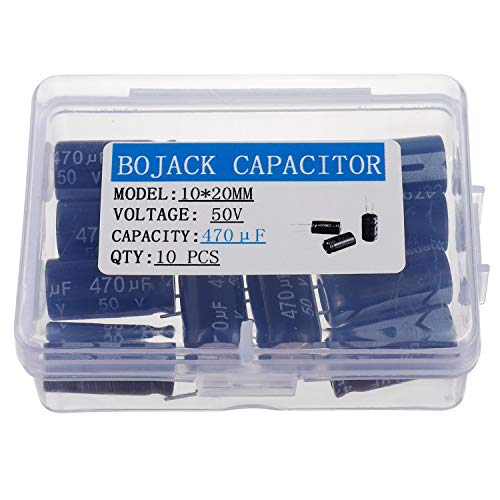 Bojack 10x20mm 470UF 50V 470MFD 50 Voltagem ± 20% Capacitores eletrolíticos de alumínio
