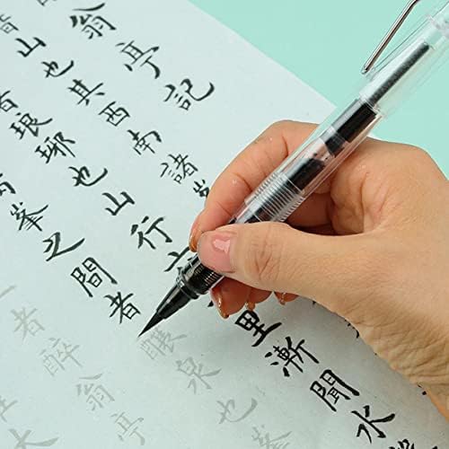 Canetas pretas favomoto 5 pcs chineses recarregáveis ​​com pincéis de escrita letras de caneta simples caligrafia diário cartuchos criativos praticando canetas práticas de pincel de tinta para iniciantes canetas de água
