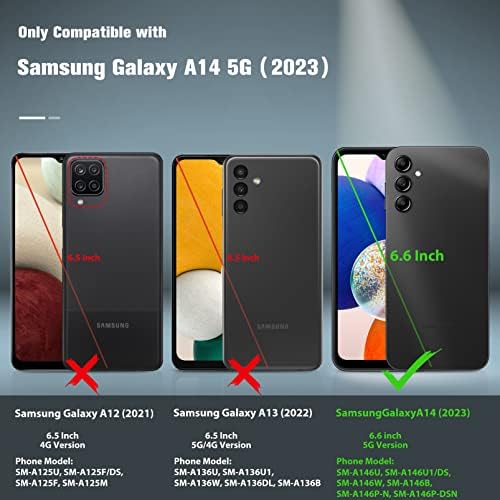 Fntcase para Samsung Galaxy A14 5G CASO: DUALA CAMADA PROTEÇÃO CAPEL PELADO PESADE CHUMPELA TAPLO DE CHUMPLES COM TEXTURADA NÃO SLIP TEXTURADA - BUMPER DE PROTEÇÃO MILITAL TOLDO - 2023, 6,6 polegadas