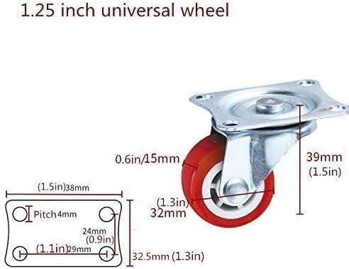 Rodízios 10pcs poliuretano pequenas rodas de rodízio 1 1,5 2 rodas giratórias giratórias rodas de móveis vermelhos roda mudo
