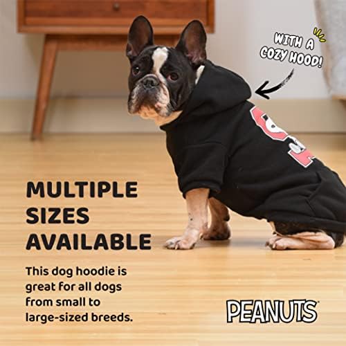 Amendoim para animais de estimação Snoopy Collegiate Dog Hoodie Dog Sweater, pequeno | Camisa de cachorro para cães de roupas de cachorro