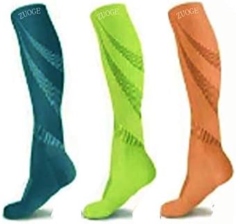 Pacote de meias de compressão de 3 pares - Melhor meias médicas, de enfermagem, viagens e voos - Running & Fitness - 15-20mmHg
