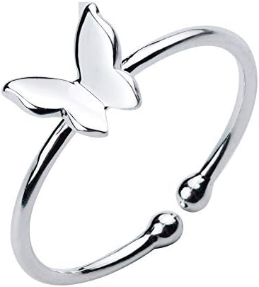 Prata esterlina 925 anel de borboleta delicado minimalista