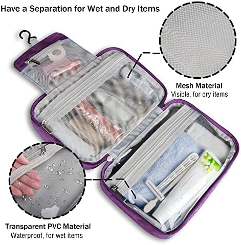 Saco de higiene pessoal pendurado ebbniur, bolsa de viagem de grande capacidade para produtos de higiene pessoal, o