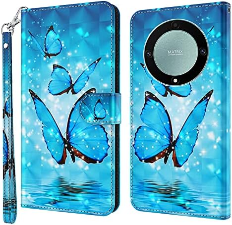 Alilang Telefone Case for Honor Magic 5 Lite / Honor X9a / Honra X40 5G Case, Flip Flip Flip Magnetic Stand Stand Holder PU Couather Cover for Honor Magic 5 Lite Wallet Butterfly Butterfly Butterfly