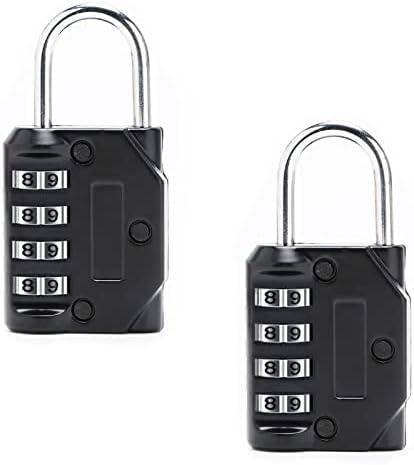 Cadeados combinados 2 bloqueio de combinação de embalagem resetable 4 dígitos cadeado com combinação, trava combinada para uma mochila de bagagem de estoque de funcionários da caixa de ferramentas