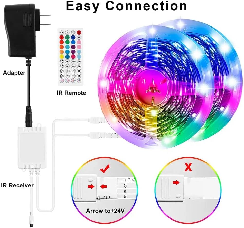 AlphaEnergy 65.6ft RGB LED LUZES LED, Tiras de LED de mudança de cor, Controle de aplicativos Bluetooth Music Music Sync Lights para