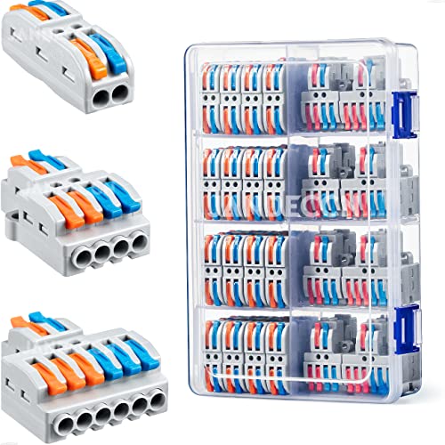 Jandeccn 64 Pacote Conjunto de conectores de fios de alavanca, kit de pacote de sortimento de conectores de emenda