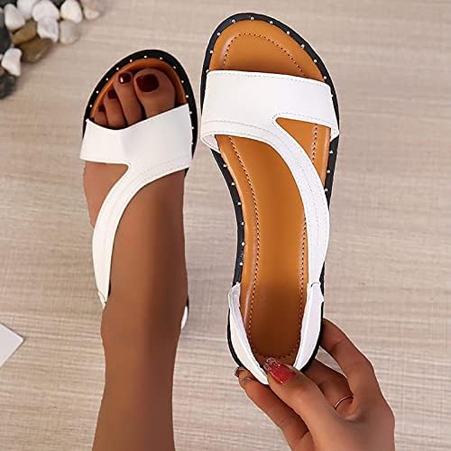 Sandálias planas para mulheres elegantes cor de cor sólida peixe sandals femininas colorida sólida sandálias de dedão