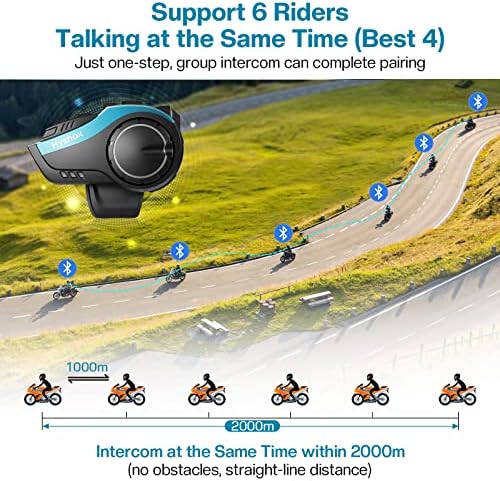 Fone de ouvido de capacete Bluetooth de motocicleta 10 pilotos do grupo de motocicletas intercomunicações com músicas