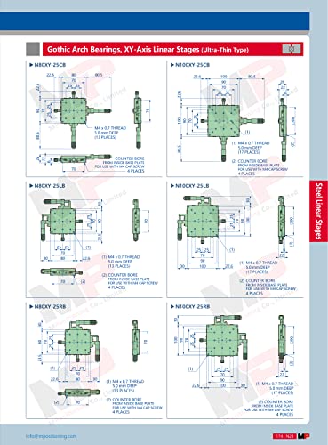 MPositioning n100xy-25cb xy estágios lineares com rolamentos de esferas de arco gótico e ultrafinos 22 mm de espessura e micrômetros montados no centro