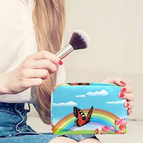 Bolsas de cosméticos para mulheres, bolsas de bolsas de maquiagem de maquiagem Bolsa de maquiagem Girls, arco -íris Butterfly