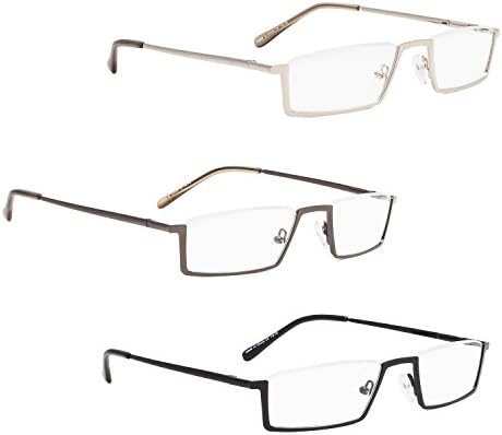 LUR 6 Pacote óculos de leitura clássicos + 3 pacotes de óculos de leitura de metal de meio aro