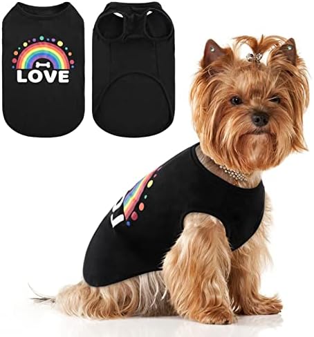 Camiseta de cachorro arco-íris de perferhouse com padrão de amor confortável colete de cachorro de cachorro rápido camiseta de