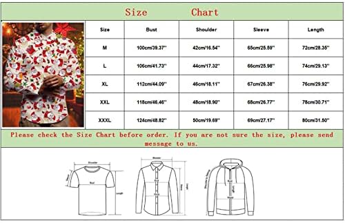 Xzhdd camisetas de natal para masculino, engraçado Natal Santa Claus Snowman Print Butrow-Down Collar Business Business Casual