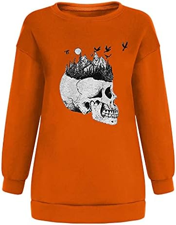 Lounge Pullover estampado Ladys agitando pulvestuladores de manga longa de conforto conforto leve ao ar livre Halloween Crew-pescous