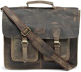 Teakwood Leathers Top Grein Leather Laptop Messenger Bagarcase Borda de ombro Vintage Vintage Satchel para homens
