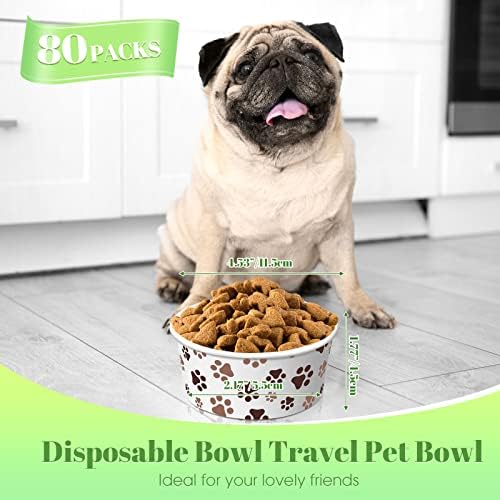 80 PCs Pet descartáveis ​​Bowls de alimentação pequenos tigelas de cachorro 380 ml 1,5 xícara de gato tigela de gato