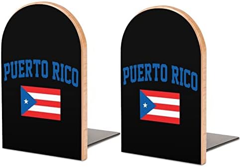 Puerto Rico Flag Wood Livros Livros não esquisitos Decorativo titular Livro Stop Prateleiras Para livros pesados ​​Revista