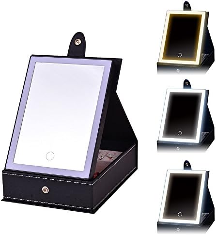 Topchances LED 2 em 1 espelho de maquiagem leve variável com USB Charging Touch Screen Dimning Closmetic Mirror e Organizador de Maquiagem de Armazenamento Cosmético