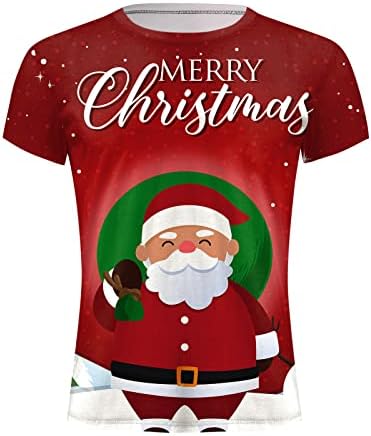 DSODAN Mens camisetas de Natal Papai Noel Impressão do soldado Soldado Tops de manga curta