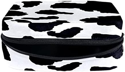 Tbouobt Bolsa cosmética para mulheres, bolsas de maquiagem Presente de viagem à bolsa de higiene pessoal espaçosa, padrão de animal de vaca branca preta