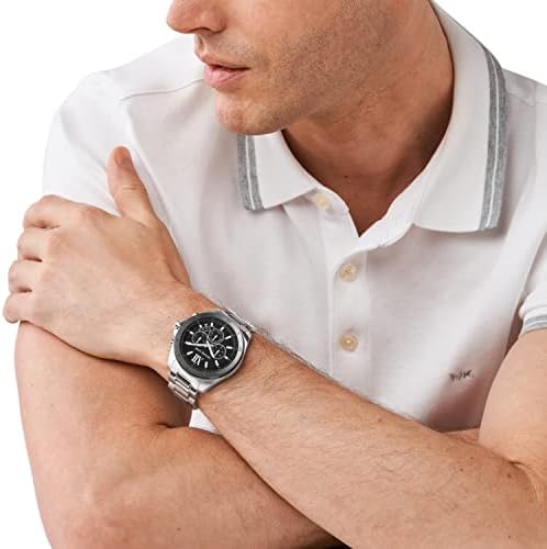 Michael Kors Brecken Quartz Watch com tira de aço inoxidável, prata, 22