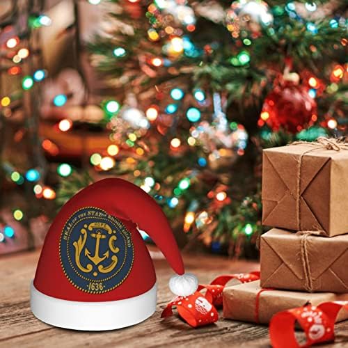 Zaltas selo de Rhode Island Chapéu de Natal para adultos Soft confortável Papai Noel para os suprimentos de festa de férias de ano