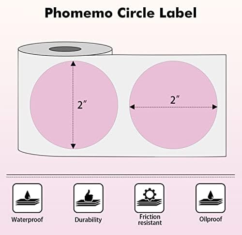 Phomemo 4x6 térmica Rótulo de remessa direta com rótulo de círculo rosa 2 '', compatível com Rollo, Munbyn, Zebra,