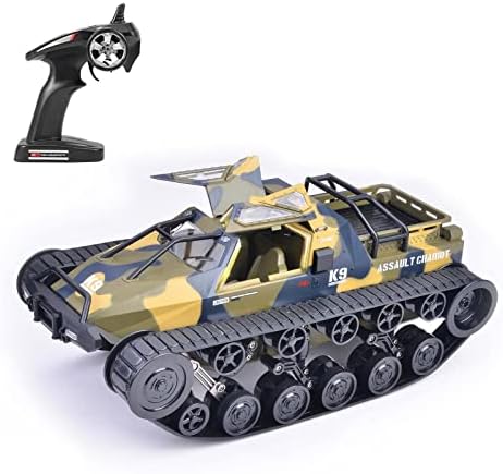 Carro de tanque GOOLRC RC, 1/12 Escala de 2,4 GHz Tanque recarregável de controle remoto para crianças, Presentes de veículo rotativos