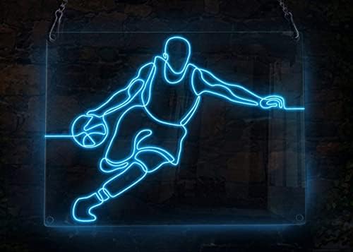 Jogador de basquete Drible Holding Ball Athlete Running NEON SIGN, Sports Theme Handmade El Wire Neon Light Sign, Decoração