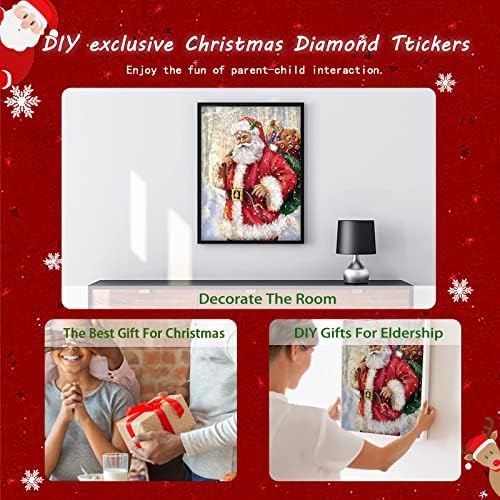 Kits de pintura de diamante preguiçoso de Natal, broca completa redonda de arte de diamante Papai Noel para adultos