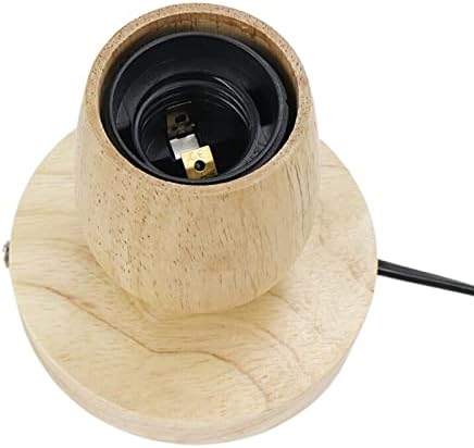 Wealrit 1 PCS Base industrial de lâmpada de mesa de madeira com plugue de botão liga/desliga de 4,9 pés, base de