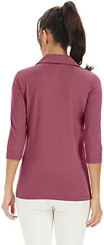 Camisas de golfe de manga 3/4 femininas