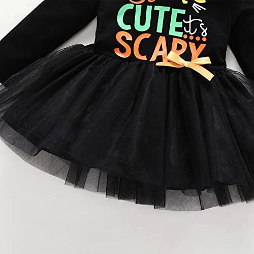 Pacotes de presente para meninas bebês garotas roupas de halloween letra de manga comprida capuz tops vestido polka det impresso