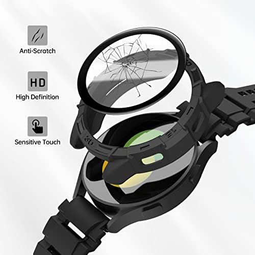 Caso protetor de tela de Moshou para Samsung Galaxy Watch 5 / Galaxy Watch 4 44mm, filme de vidro com temperamento