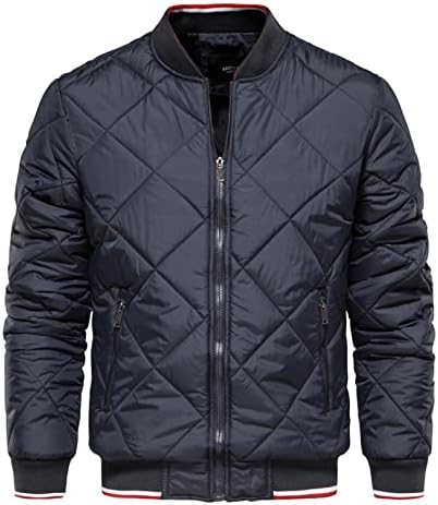 Jackets Luvlc para homens, jaqueta de moto acolchoada de castanha, casacos de inverno com zíper de grandes dimensões