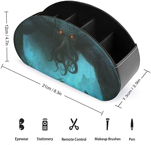 Cthulhu em tits de controle remoto de couro de oceano profundo Organizador de desktop de armazenamento de escritório com 5 compartimento