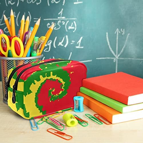 Caixa de lápis de corante amarelo verde amarelo verde vermelho, bolsa de lápis de grande capacidade com zíper de bolsa portátil de cosmética, para viagens de escritório escolar