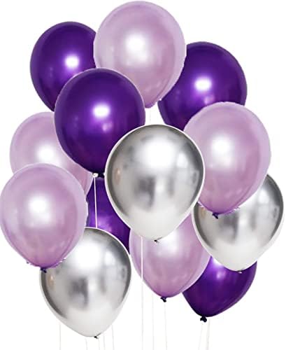 Decorações de festa de aniversário de prata roxa para mulheres 40/50th/60th/70th/80º aniversário Feliz aniversário