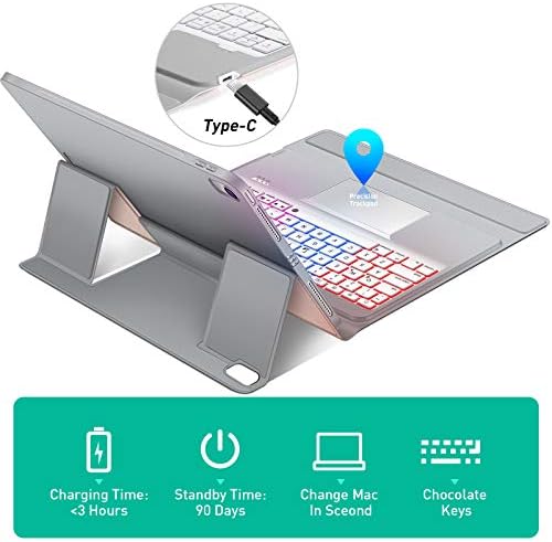 Caixa de teclado do iPad do iPad nokbabo para iPad 4 10,9 polegadas 2020, fólio fino do iPad com teclado e trackpad, teclas