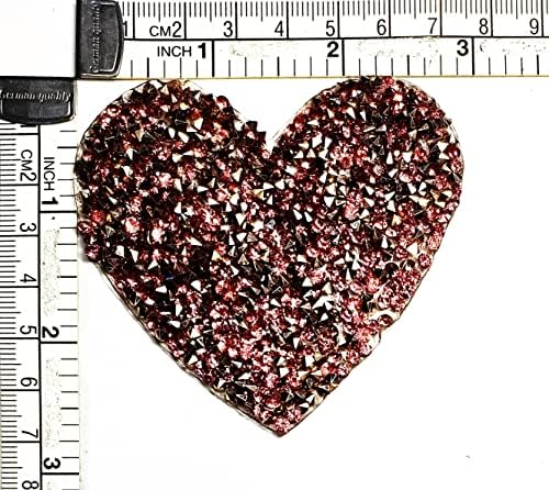 Kleenplus 3pcs. Strassm coração rosa manchas bordados Dia dos namorados Doce amor de amor no crachá costurar em roupas de adesivo de