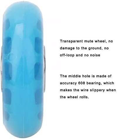 Casters de umky 2,5in PU azul transparente rodas de mudo transparente com carrinho de bagagem de rolamento patins silenciosos rodas