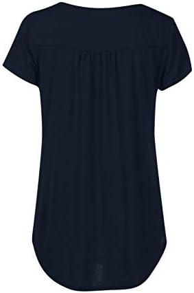 Tops de verão femininos, tops pretos de pisca-pega solteiros para mulheres sólidas henley button up camisetas de manga curta