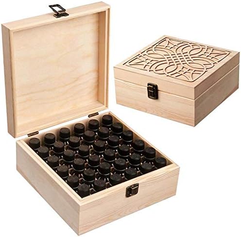Caixas de armazenamento LLIANG 36 Slot Garrafa essencial de óleo caixa de armazenamento de madeira Caixa de aromaterapia