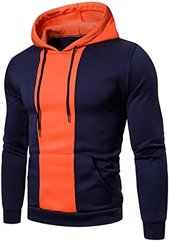 Color de moletom casual para masculino combinando de pescoço redondo de manga comprida Capuz de prato esportivo de bolso zíper de inverno túnica