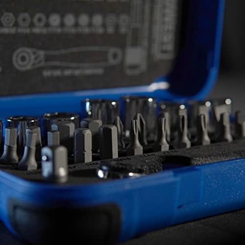 Midwest Tool & Cutlery Mini Socket Bit Bit Set - Chave de soquete reversível de 1/4 Conjunto de 31 peças com bits métricos